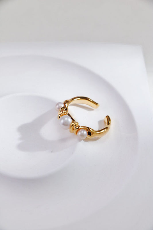 Three Pearls Open Ring-1